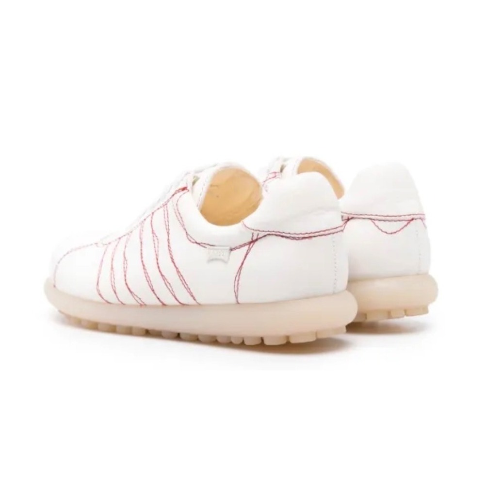Camper Twins Pelotas Ariel Decorative Stitching Leather Sneakers White Red US 7 - Picture 3 of 15